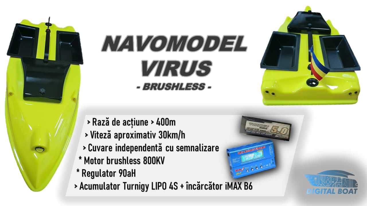 NAVOMODEL de plantat la pescuit VIRUS, brushless de VITEZA