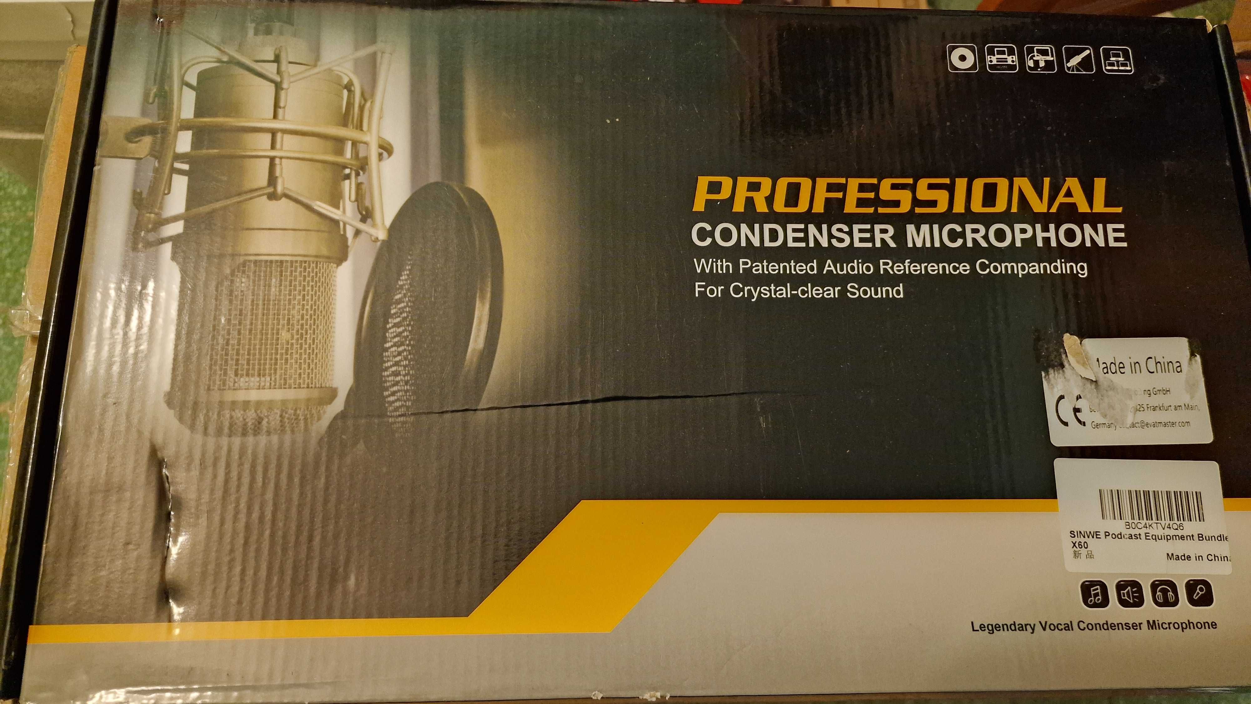 Profesional Condenser Microphone + live sound card BT, produs nou