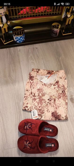 Set de pijama,100% bumbac, roz pudra trandafiru, mărime 36-38, nou