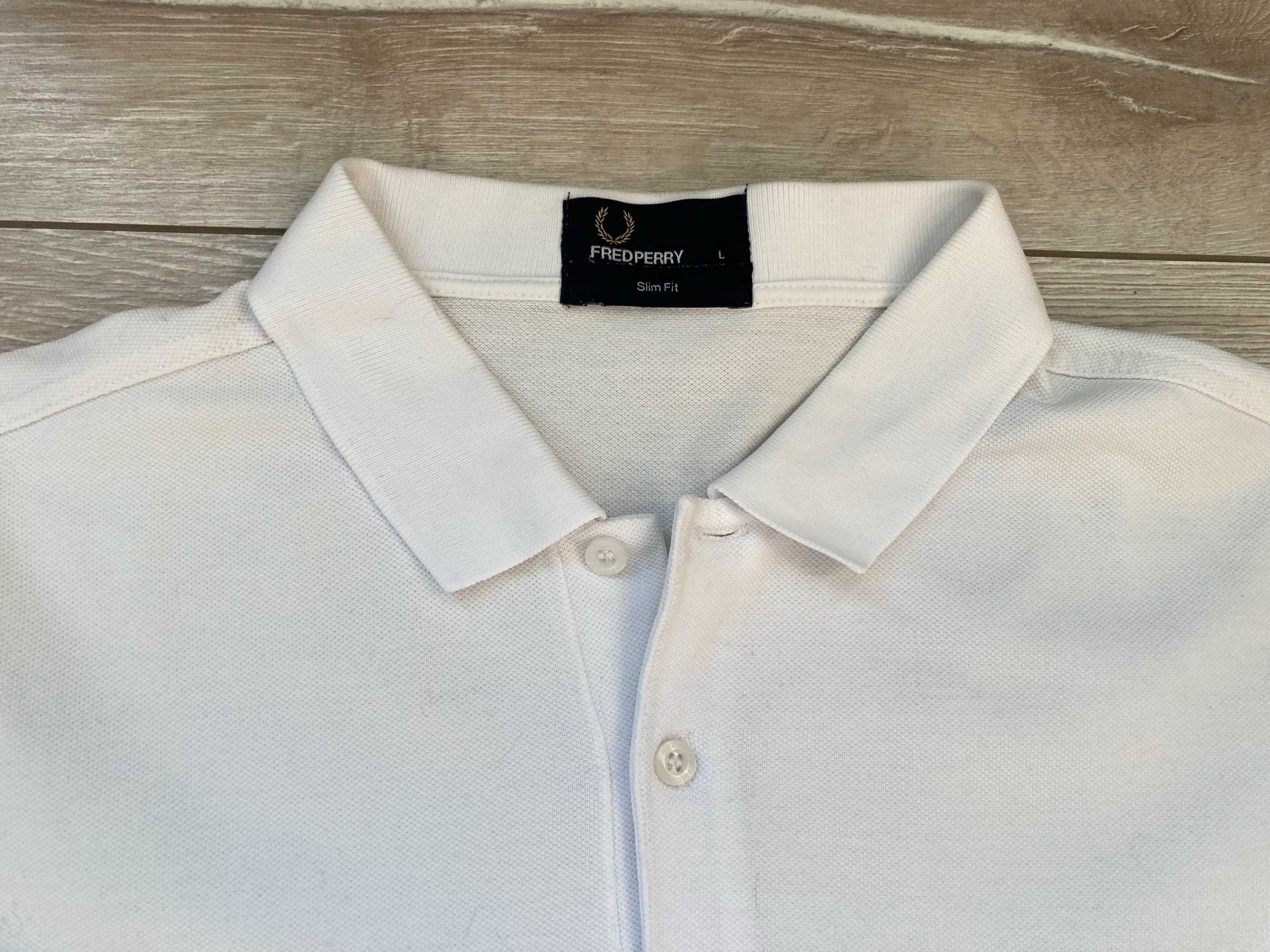 Fred Perry polo t shirt бяла поло тениска размер L Slim Fit