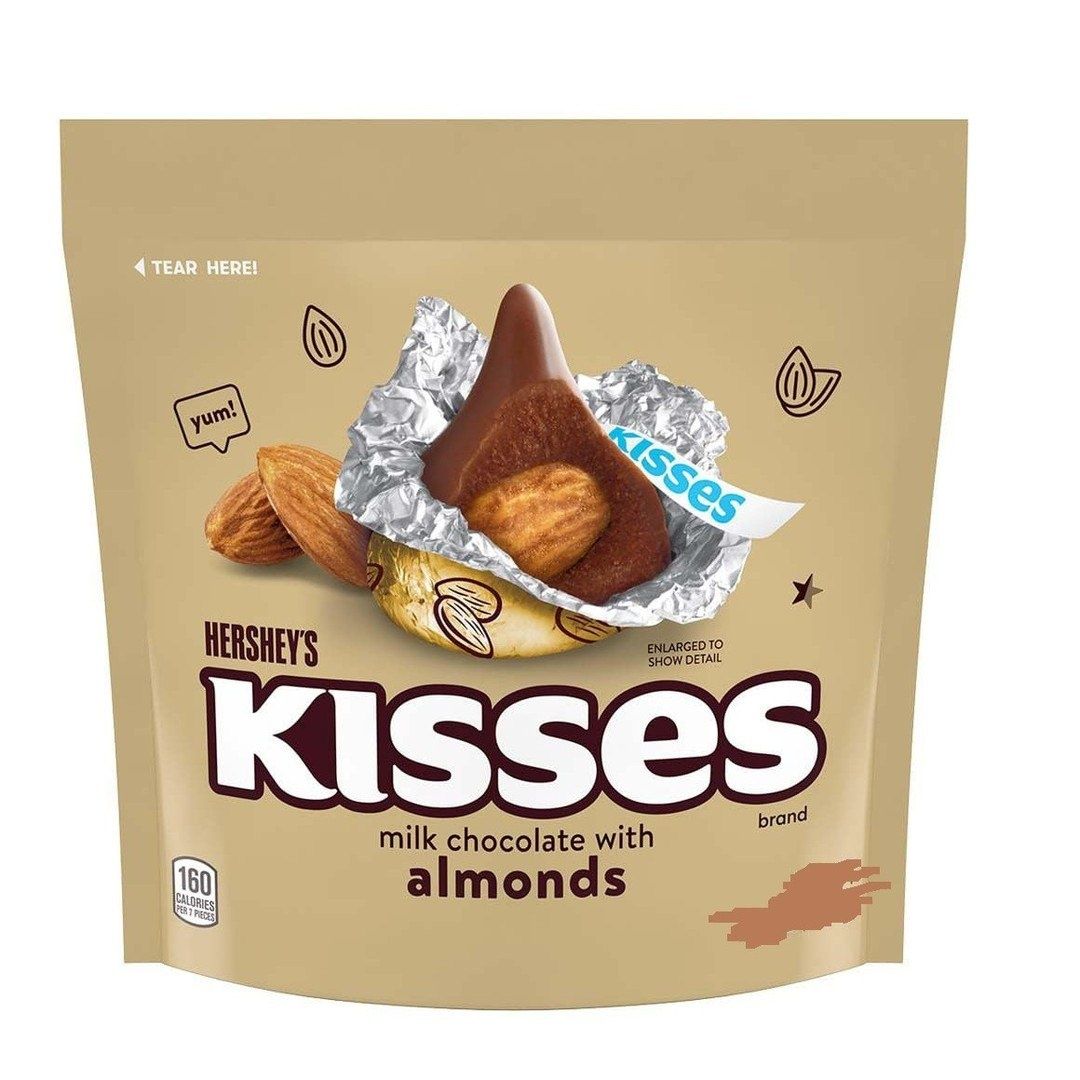 Конфеты Hersheys Kisses из молочного шоколада с миндалем, в индивидуал