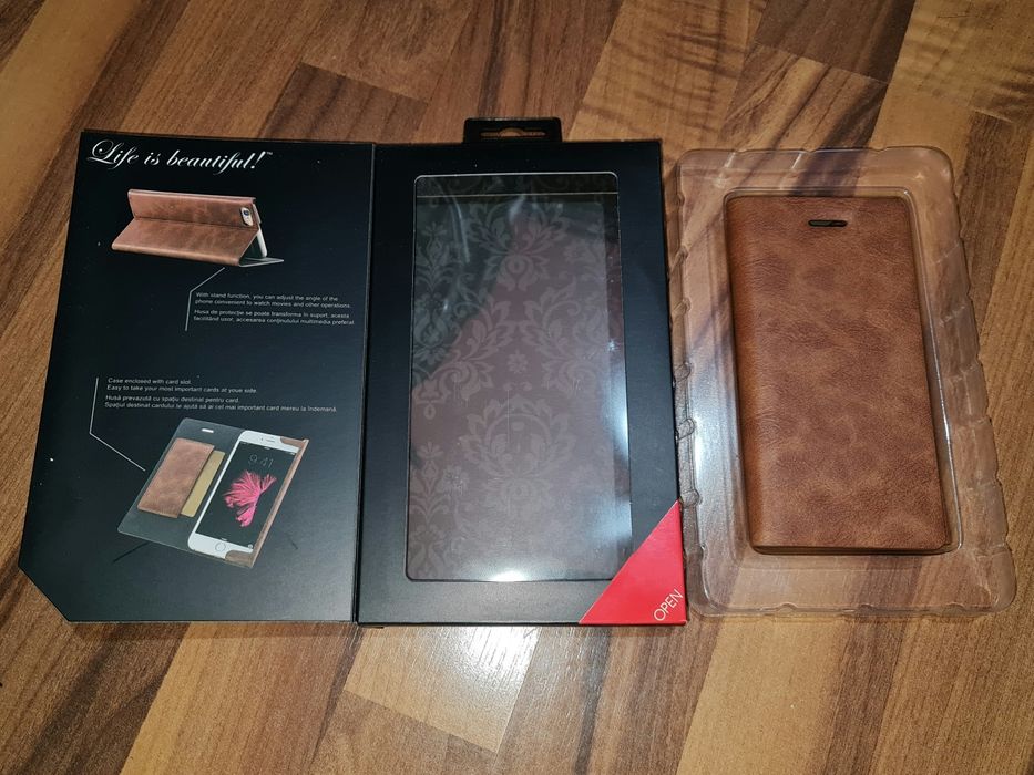 Husa flip piele originala Green Ideas Oxford Case iPhone 7 8 SE 2 SE 3