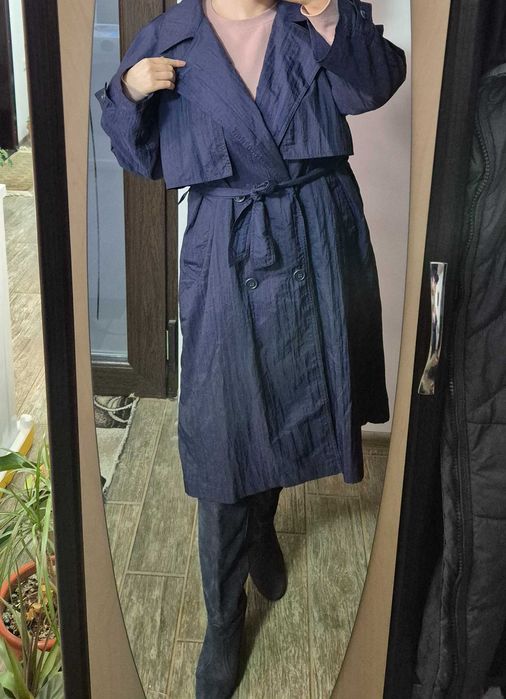 Trench albastru închis, XL modern