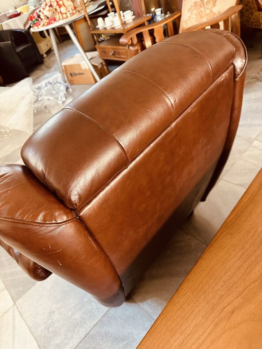 Кожено кресло от Швеция – Chesterfield стил, естествена кожа