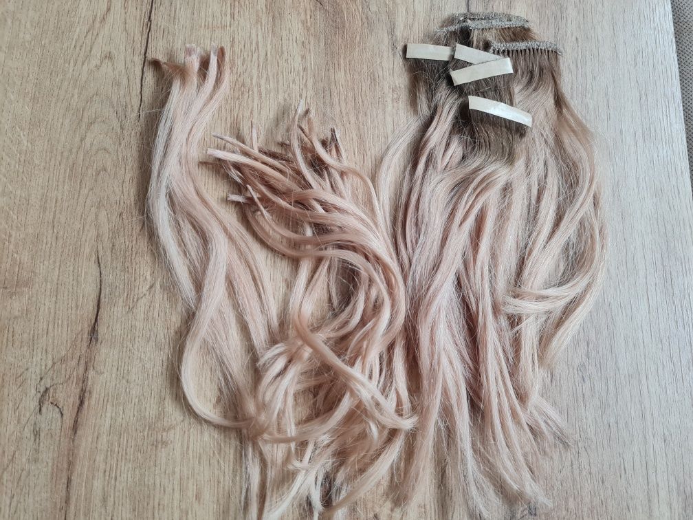 НОВА Естествена коса 30 см. на кератинови кичури и tape in  лепенки (