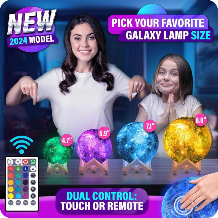 Лампа Galaxy Moon с 16 цвята с дистанционно