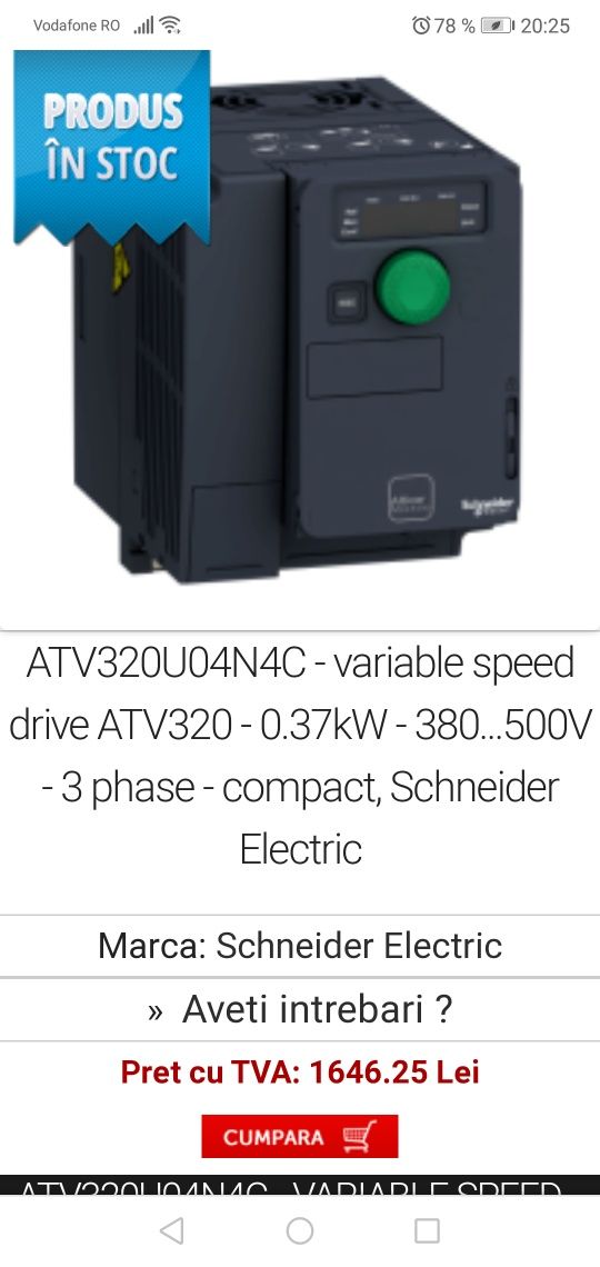 Convertizor frecvență Schneider 0,37kw