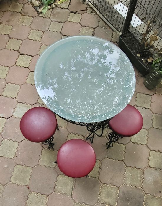 Set masa si scaune fier forjat vintage