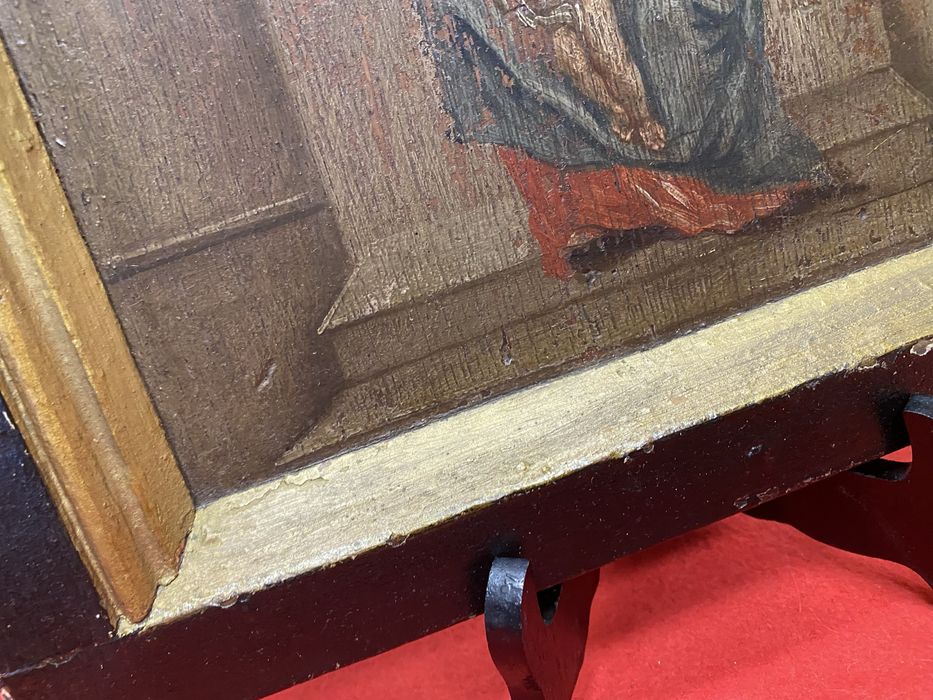 Религиозен панел икона Богородица Франция 19 век дърво