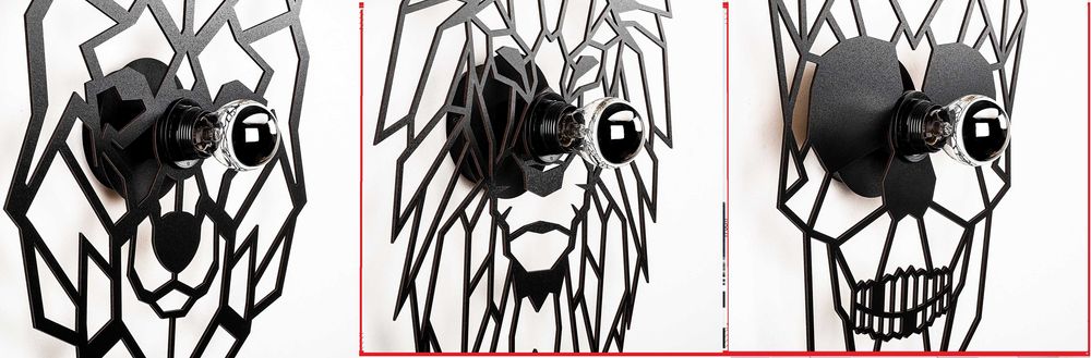 INEDIT,aplică,lampa,proiectează umbra mărită pe perete, CRANIU,LUP,LEU