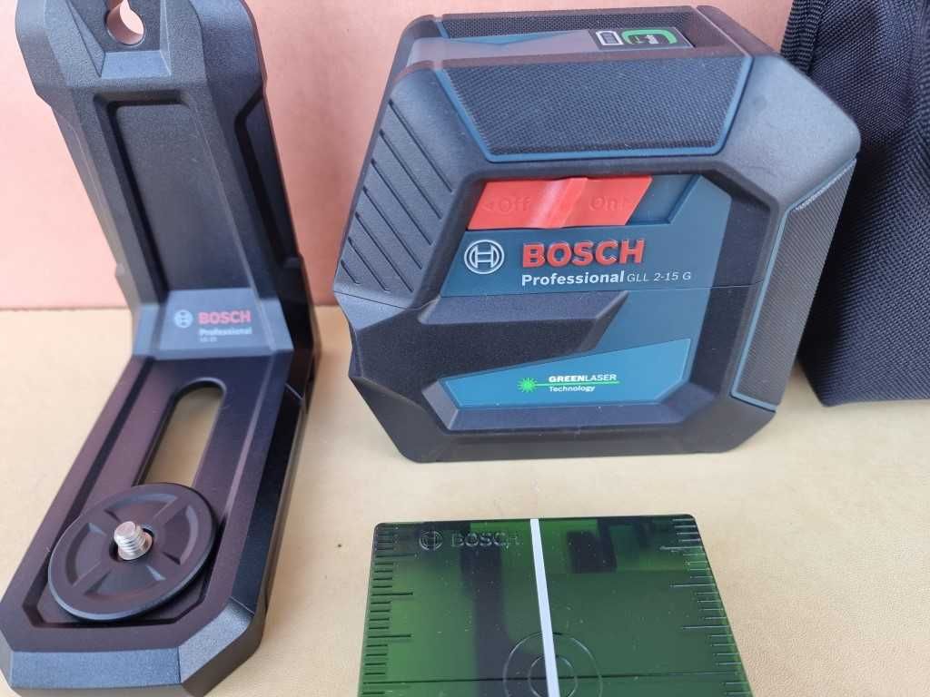 Bosch GLL 2-15 G зелен лъч - Самонивелиращ се 2 линеен лазерен нивелир