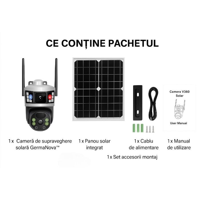 Camera supraveghere 4g cu panou solar si detectare miscare