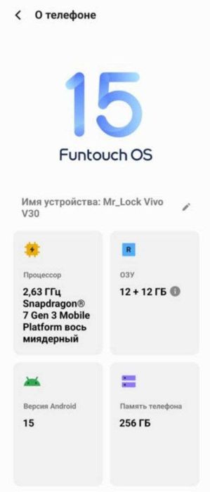 Vivo V30, 12/256 ГБ