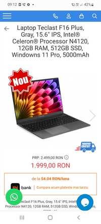 Laptop Teclast F16 Plus, Gray, 15.6" IPS, Intel® Celeron® Processor N4