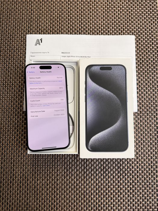 Лизинг 49лв/м iPhone 15 pro BLUE айфон 15 про 128 син