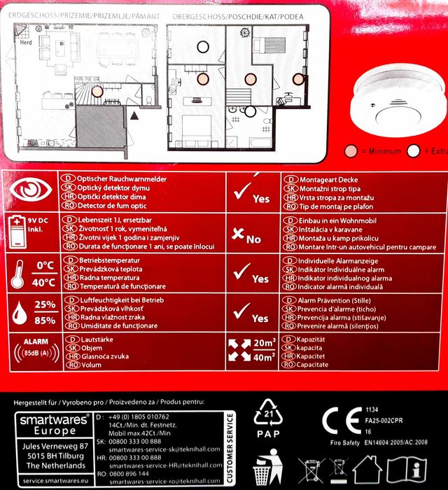 SENZOR electronic pentru fum, incendiu NOU - 70 Lei