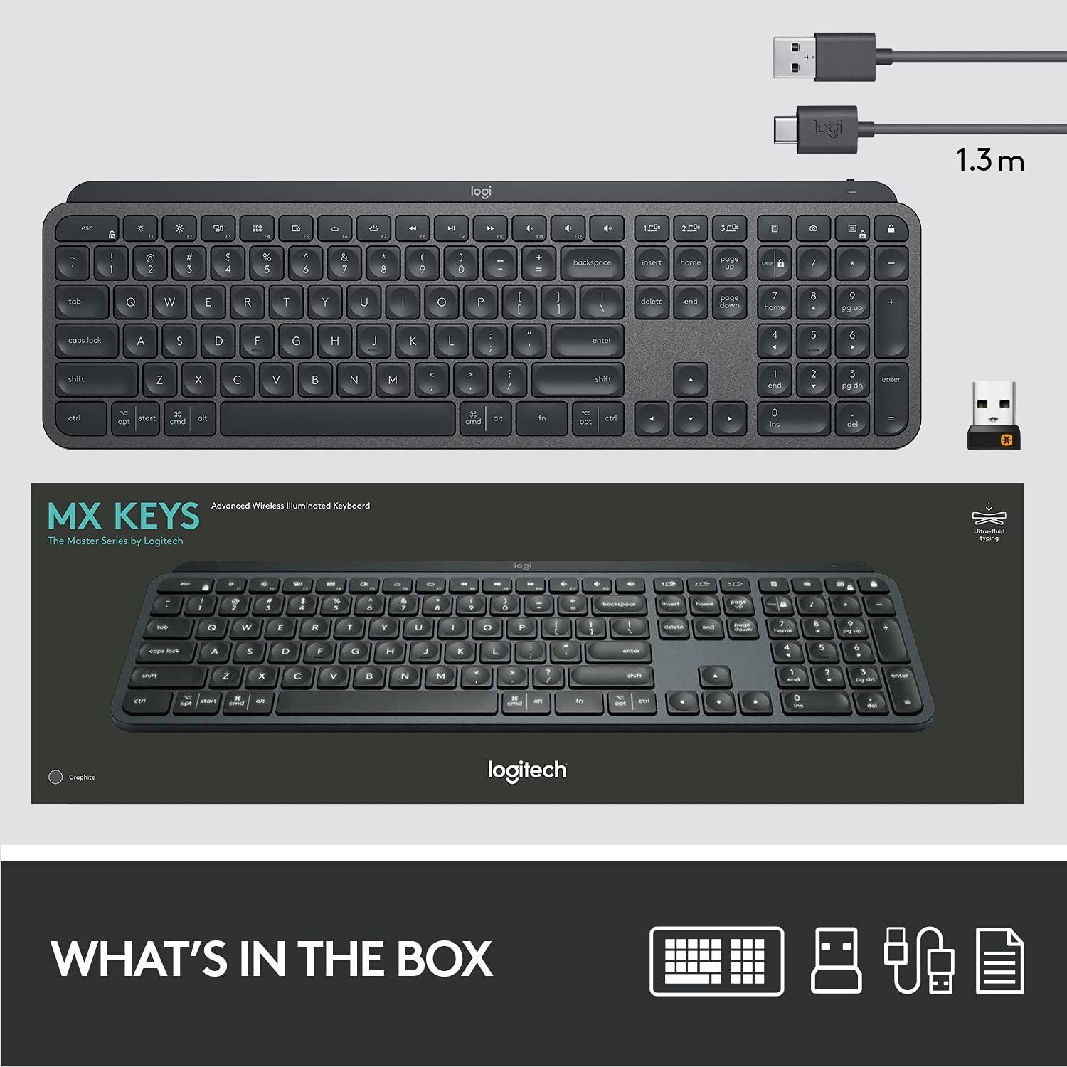 Logitech MX KEYS  беспроводная клавиатура с подсветкой Bluetooth,USB-C