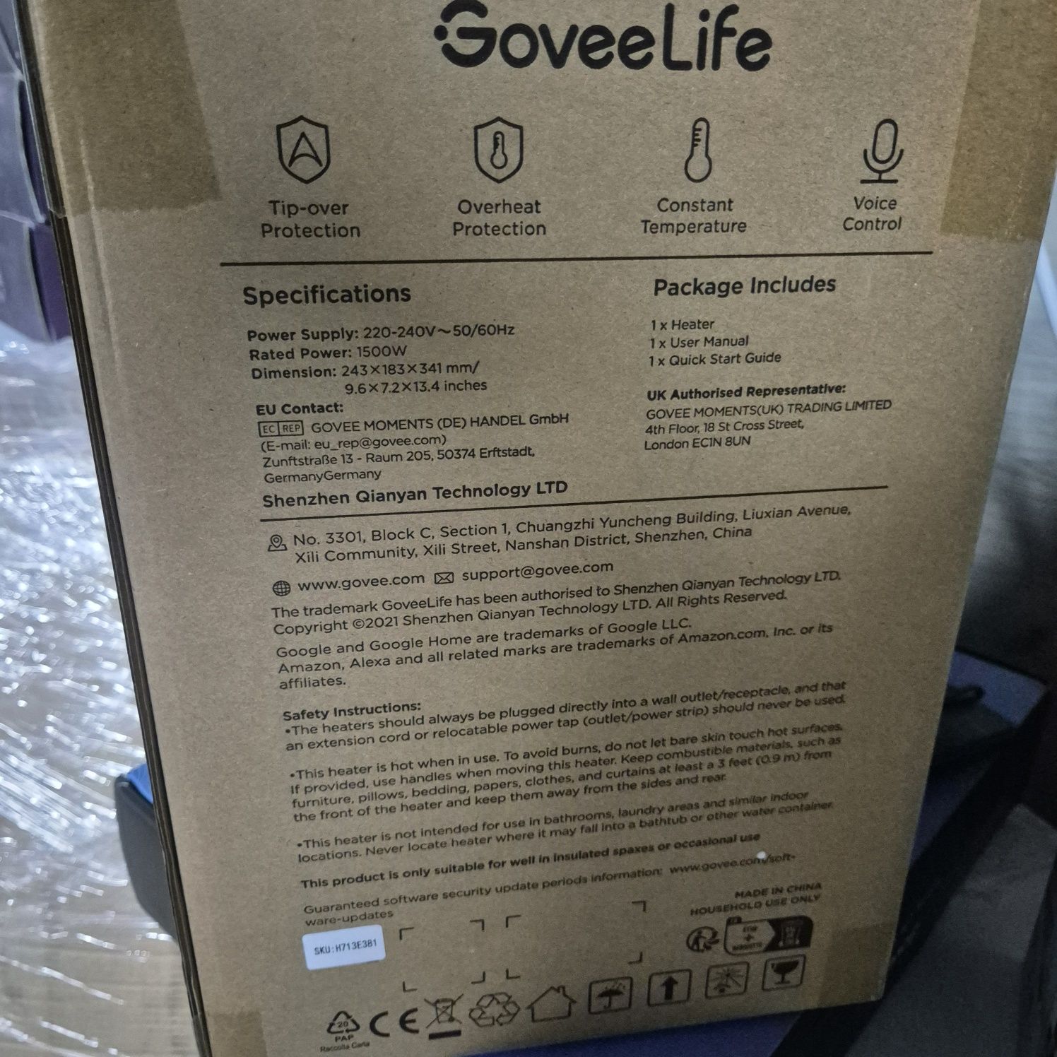GoveeLife Smart отоплителна  печка   свързване  чрез Wi-Fi с приложе
