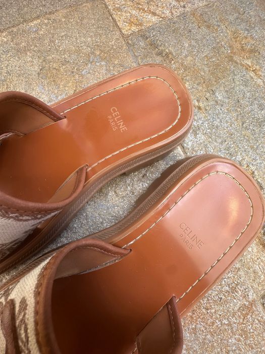 Celine Triomphe Canvas Slides – кафяви