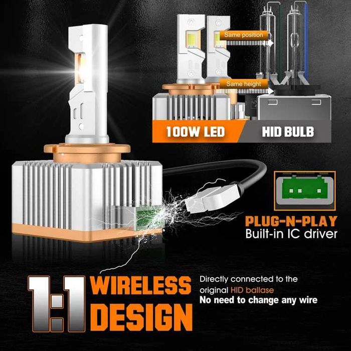 Set becuri led Xentech Light Dseries conversie HID/LED 2x cupru 55W