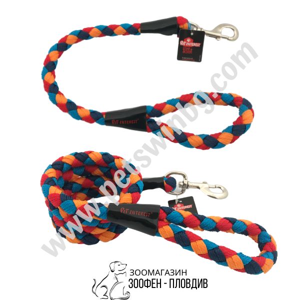 PetInterest - Повод за Куче тип Въже - S, L размер - 7 разцветки