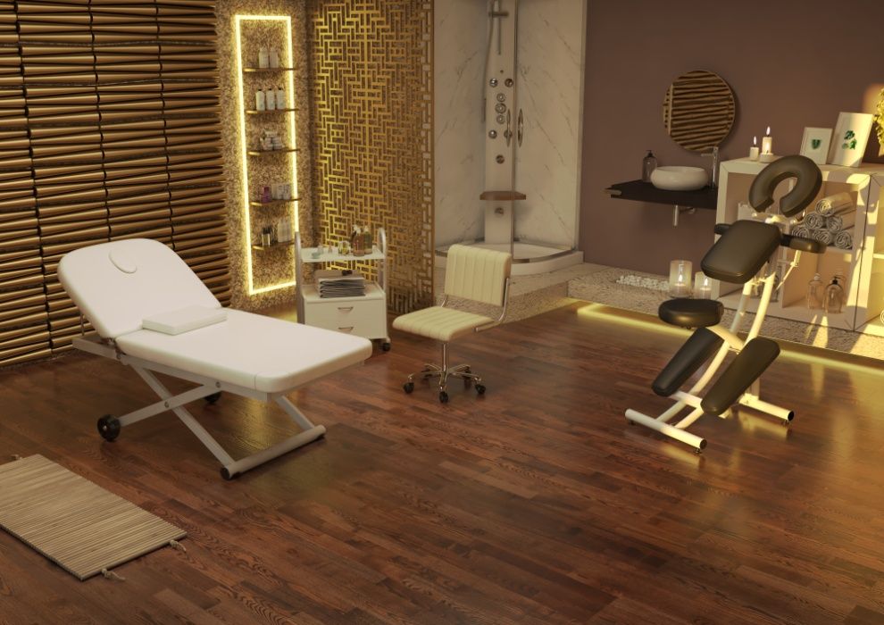 Електрическа козметична кушетка Wenga - бяла/черна 194 x 75 x 66/92 см