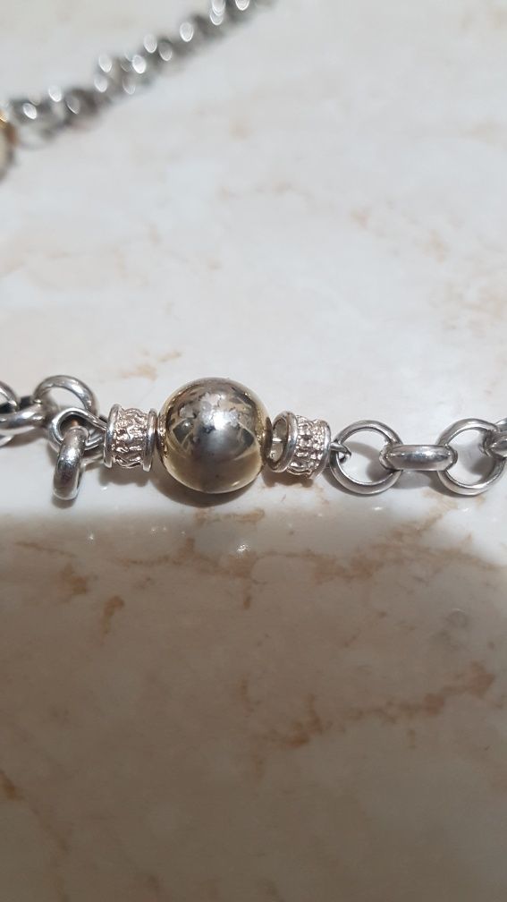 Superb colier dama,argint vechi,inserții aur,vintage,perle naturale