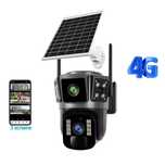Camera Supraveghere 4G cu Panou Solar, 3 Lentile, UltraHD, Rotativa