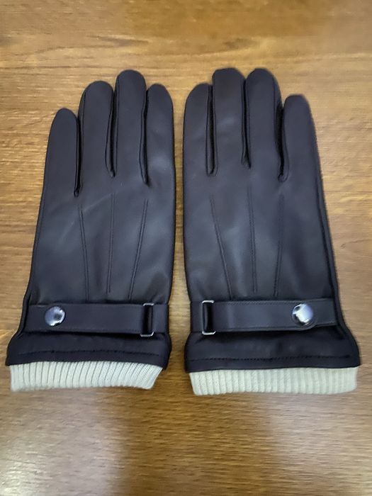 Перчатки мужские, утепленные из натуральной кожи