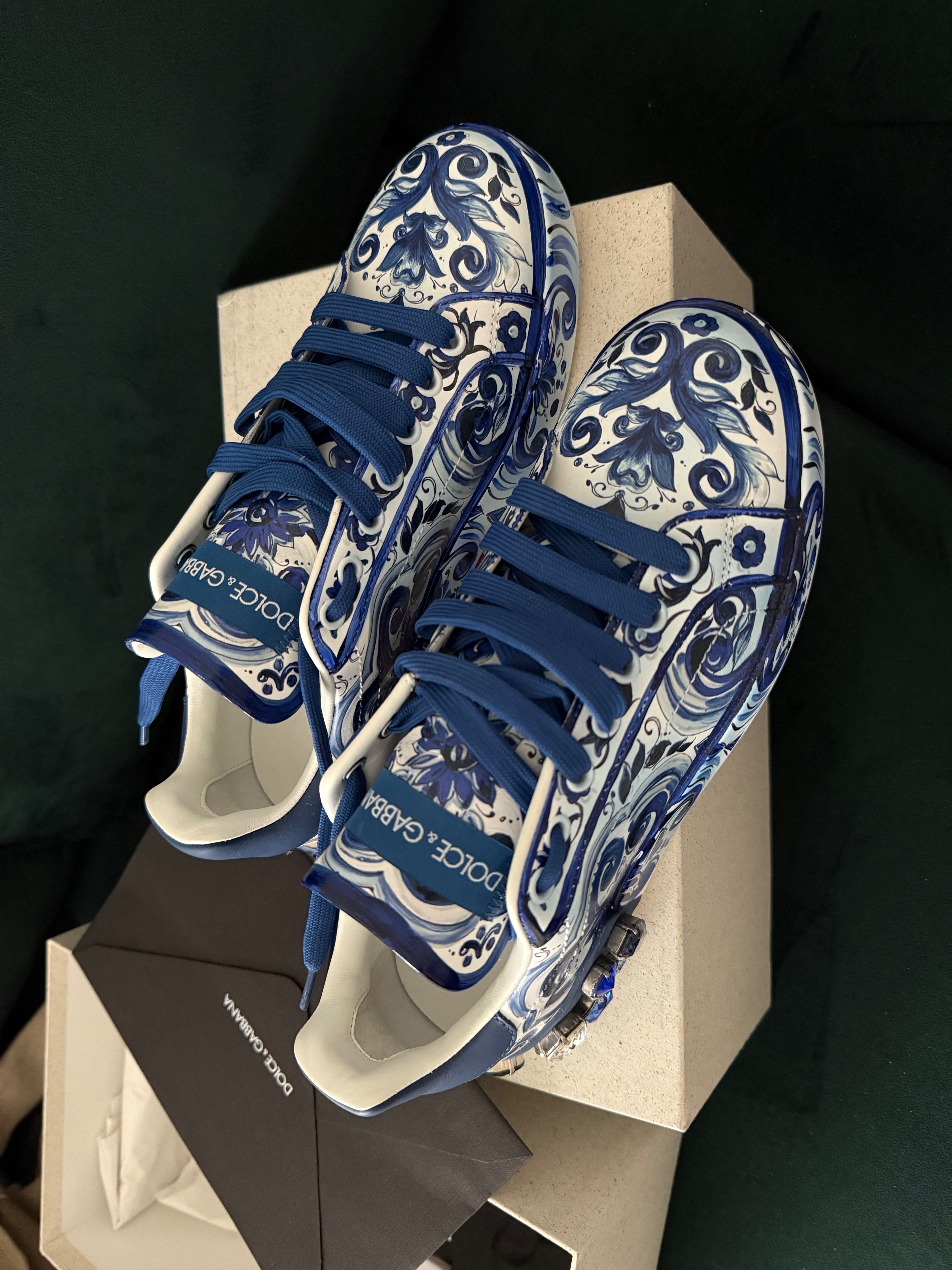 Dolce & Gabbana Portofino Majolica-print leather sneakers
