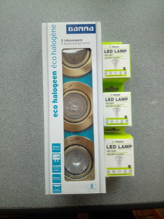 Set 3 spoturi incastrabile,directionabile,bronz mat,inclus becuri led