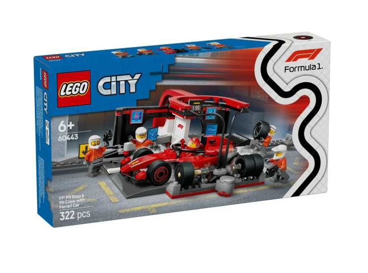 Lego City 60443 - F1 pit stop with pit crew and Ferrari speedster