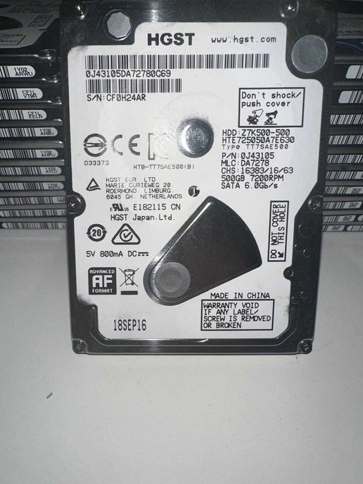 Lot 25 buc HDD Laptop HGST 500Gb 7200 rpm 100% Health