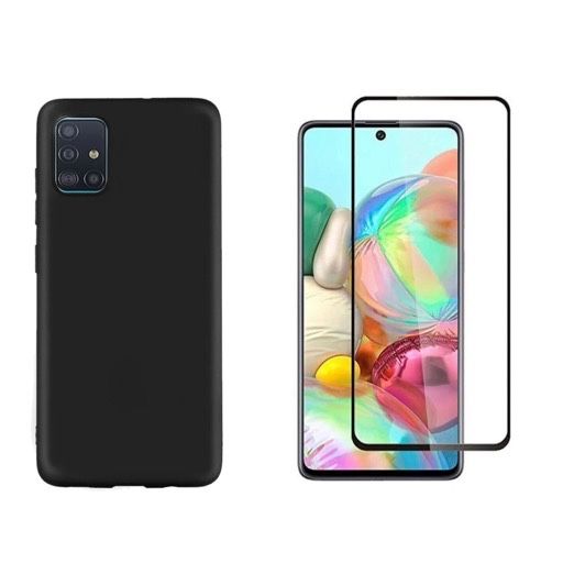 Samsung A52/A53/A54/A55/A56 Husa Silicon Clear Neagra+Folie Sticla 11D
