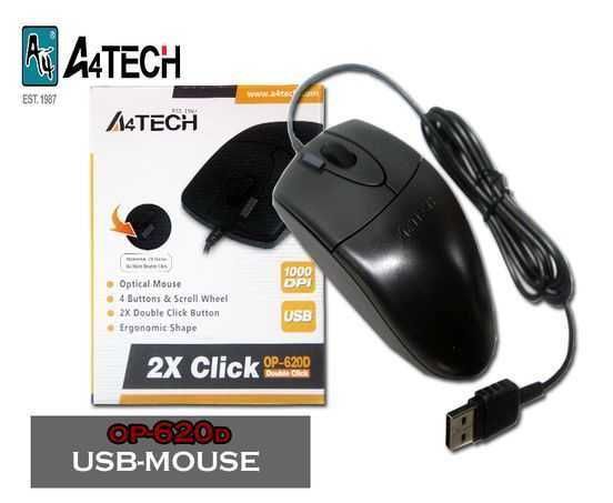 Проводная USB Мышь A4Tech 2X Click OP-620D black