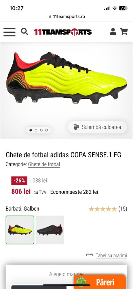 Ghete fotbal profesionale Copa Sense.1 FG GW3604