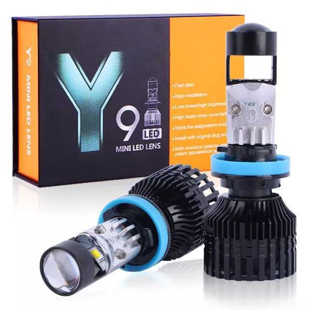 BiLed Y8-Y9 лампочка H4-H7  с линзой. 12-24 вольт. Новые в упаковке.