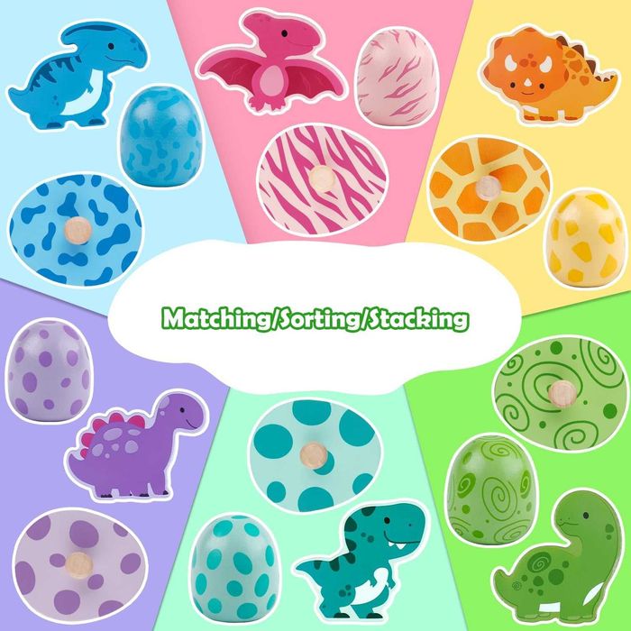 Aliex 4 в 1 дървени Монтесори играчки с динозаври за деца 1 - 3 години