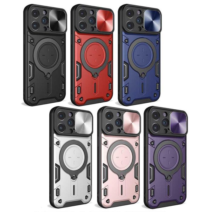 Husa ARMOR Magsafe cu inel + protectie glisanta iPhone 15 Plus, 15 Pro