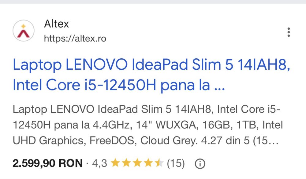 Lenovo IdeaPad Slim 3 , i5 gen 12 produs nou sigilat