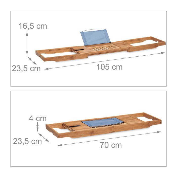 Suport extensibil cada din bambus 70-105 cm pt pahar tableta accesorii