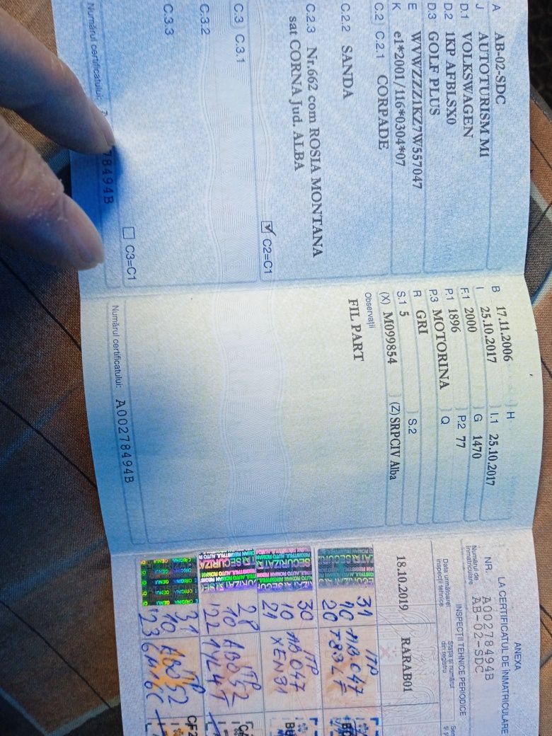 Wv golf plus,1,9 TDI, informații la tef