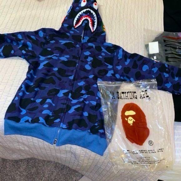 BAPE shark hoodies. Dark blue