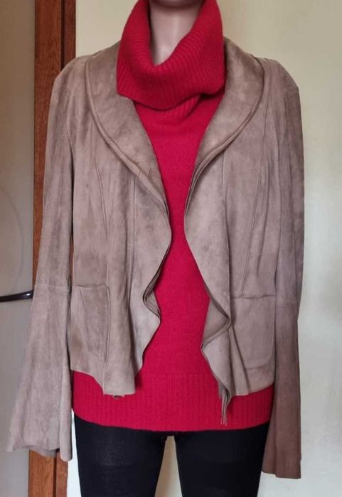 Blazer/jacheta Marc Cain, piele intoarsa 100%, marimea 5 (42/L).