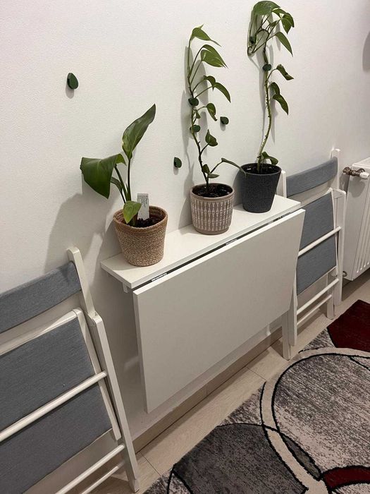 ikea Masă extensibilă de perete, alb, 74x60 cm