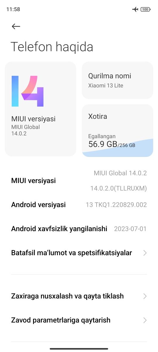 Mi 13 lite 8+5/256 Gb