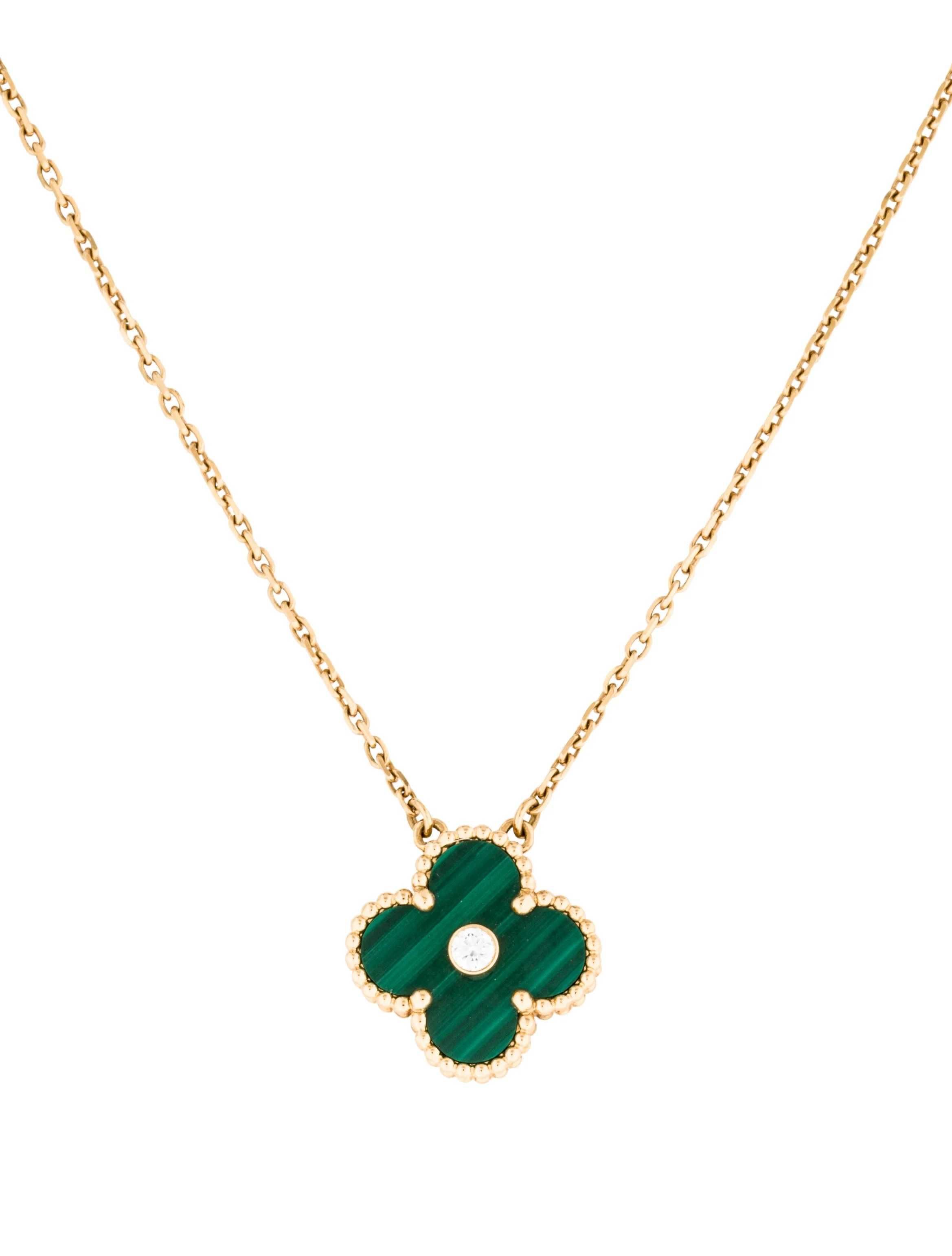 Van Cleef & Arpels VCA Silver Green Alhambra Diamond Дамско Колие