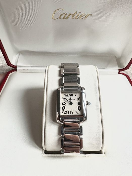 Ceas Cartier Tank Francaise aur alb 18k