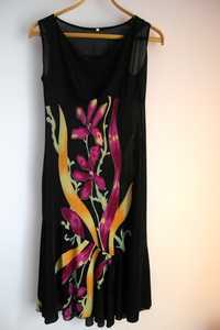 Платье женское легкое черное с цветами длина 108 см 44 размер
