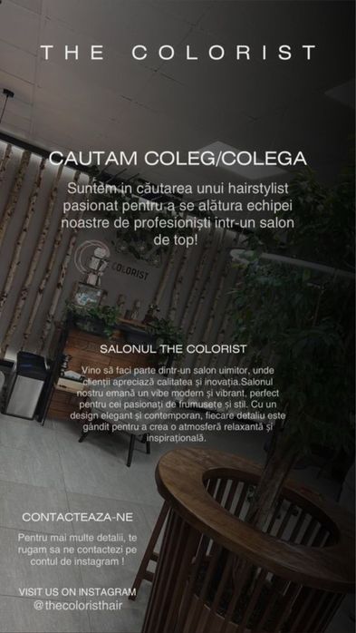 Căutăm o persoană pasionată și talentată !